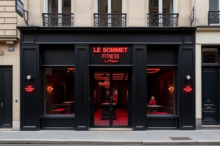 Façade moderne de la salle de sport Le Sommet Fitness à Paris.